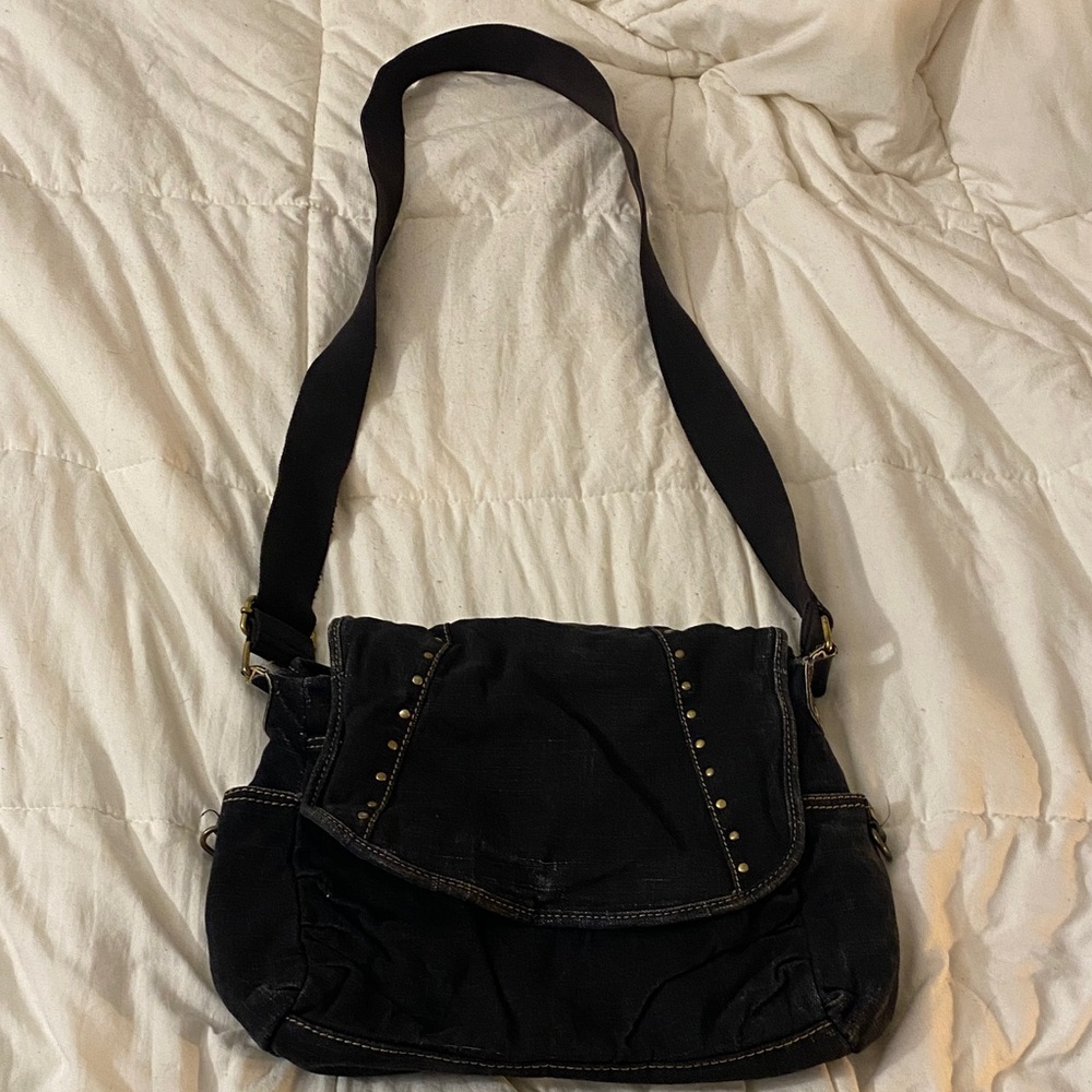 Fossil Black Crossbody Bag with Stud Accents